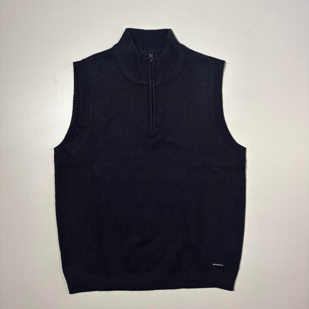 Navy Blue Threadbare 1/4 Zip Sweater Vest - Size L